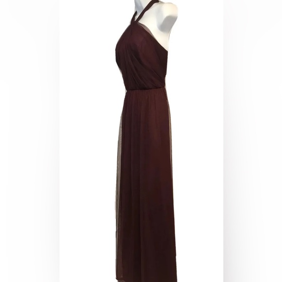 Women’s David’s Bridal Burgundy Halter Long Maxi Dress Size 8 - Picture 3 of 12